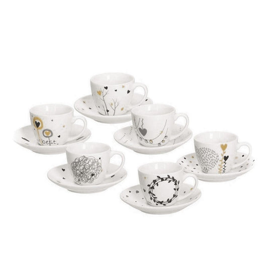 Tazzina caffè con piattino Bianco IRIS GOLDY Set da 6