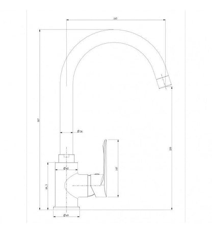 Miscelatore lavello bocca alta, finitura cromata - Serie One