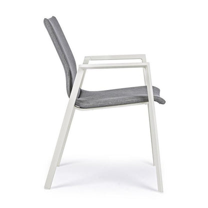 Sedia Per Esterno In Alluminio Bianco Con Cuscino Grigio Scuro Odeon 55,5X60 H83 Cm