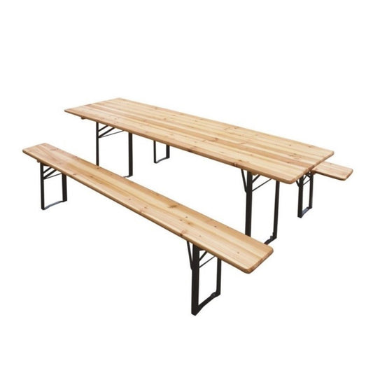 Set da giardino tavolo e due panche in legno e acciaio Verdelook