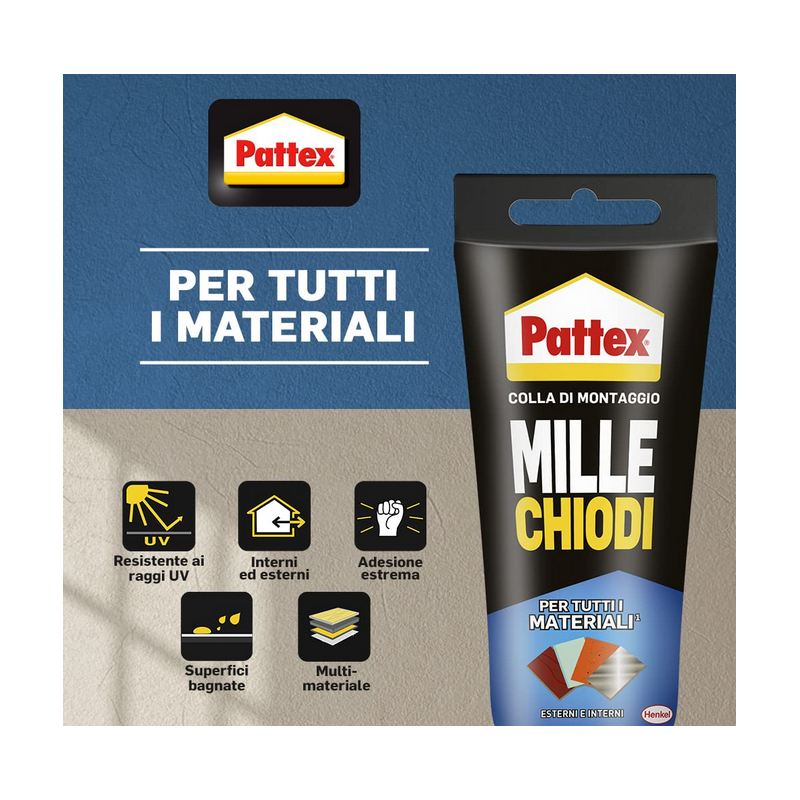 Colla adesiva Pattex Millechiodi Water resistente all'acqua