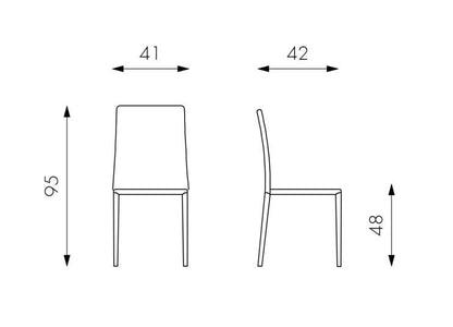 4xSedia in similcuoio cioccolato  struttura in metallo  441xh.95 cm