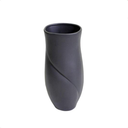 Vaso ceramica petalo nero opaco cm17x16h36,5