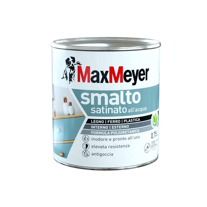 Smalto A Acqua Satinato Colore Bianco Ghiaccio 0,75Lt