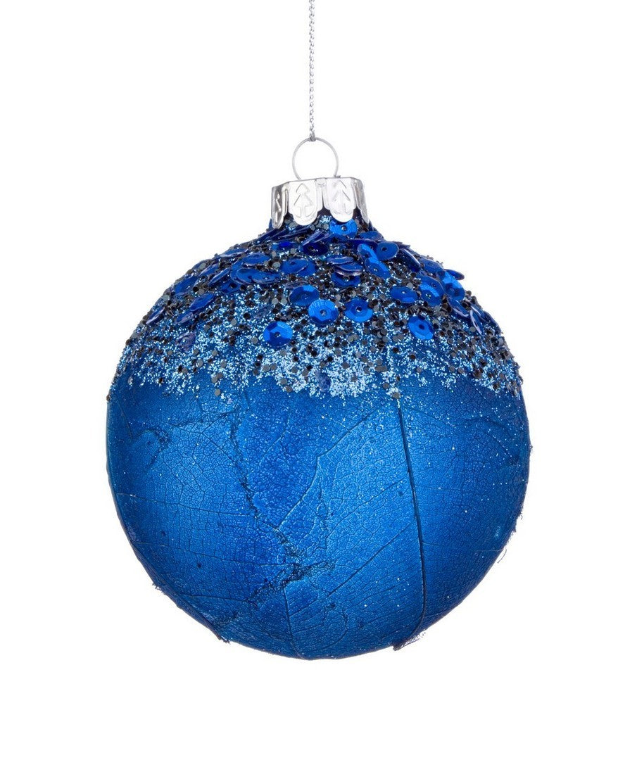 Pallina di natale in vetro Aileen blu Ø10 cm