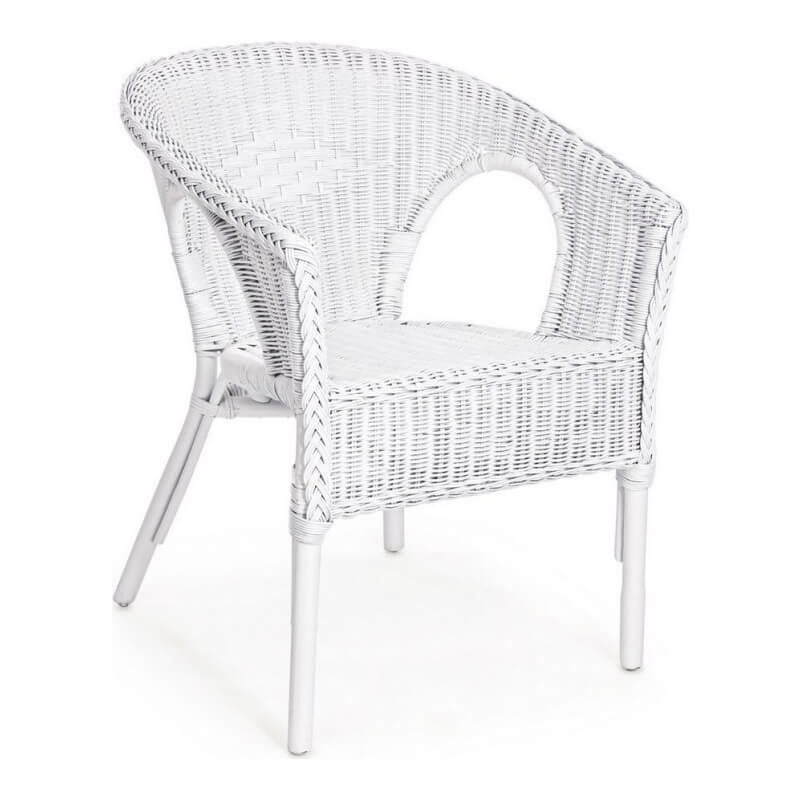 Poltrona in rattan bianco Alliss - Dimensioni: 58x61x74 cm