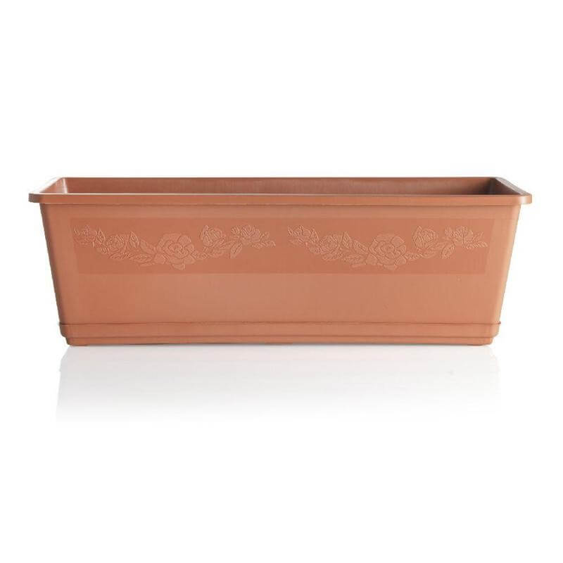 Vaso Fioriera Balconella Con Sottovaso Cm 60 Plastica Terracotta Bama