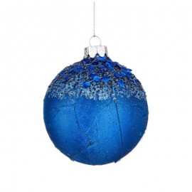 Sfera vetro blu con glitter