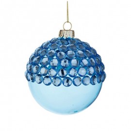 Sfera Natalizia in Vetro Azzurro Jewel 10 cm