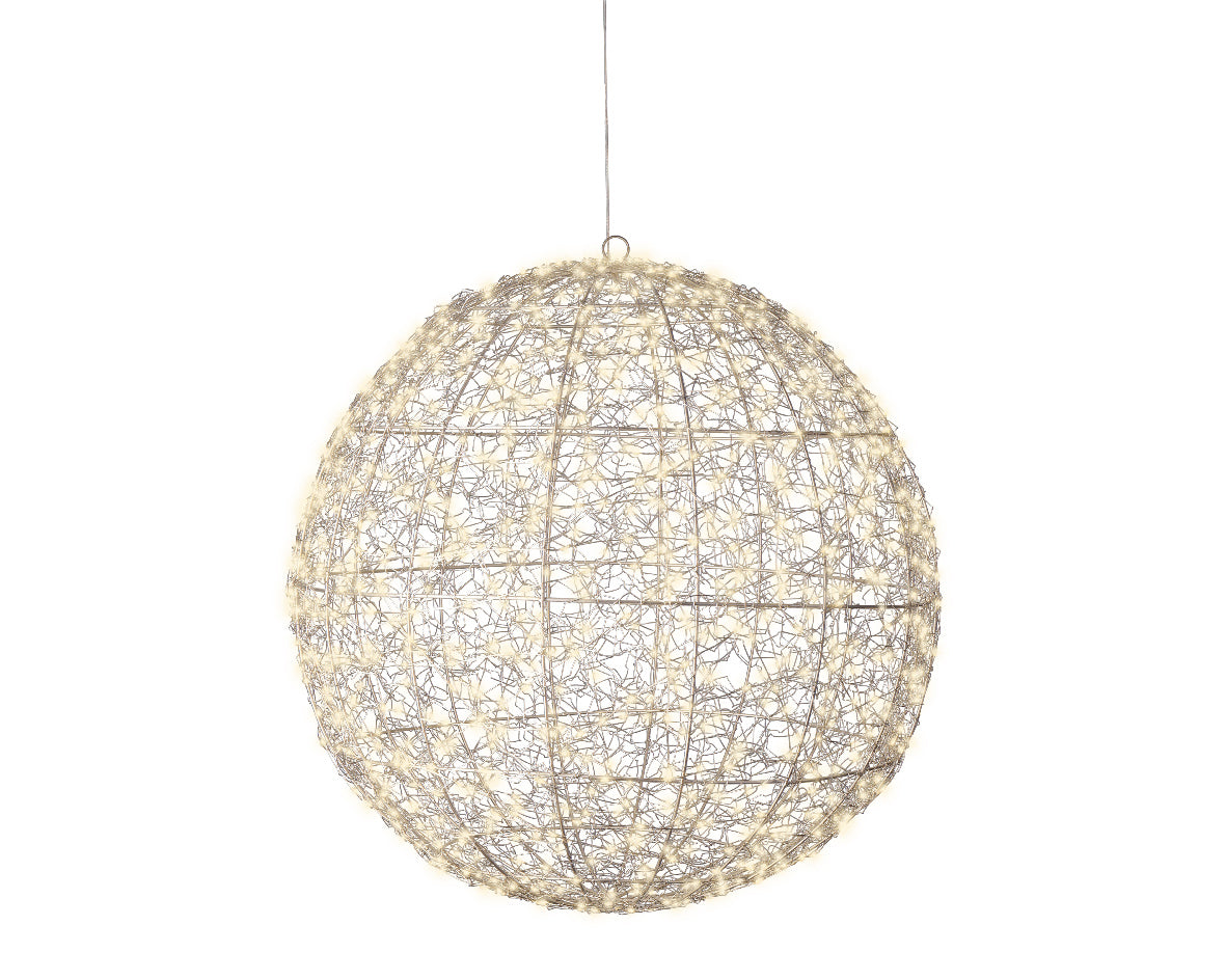 Sfera luce LED 58cm argento/bianco caldo