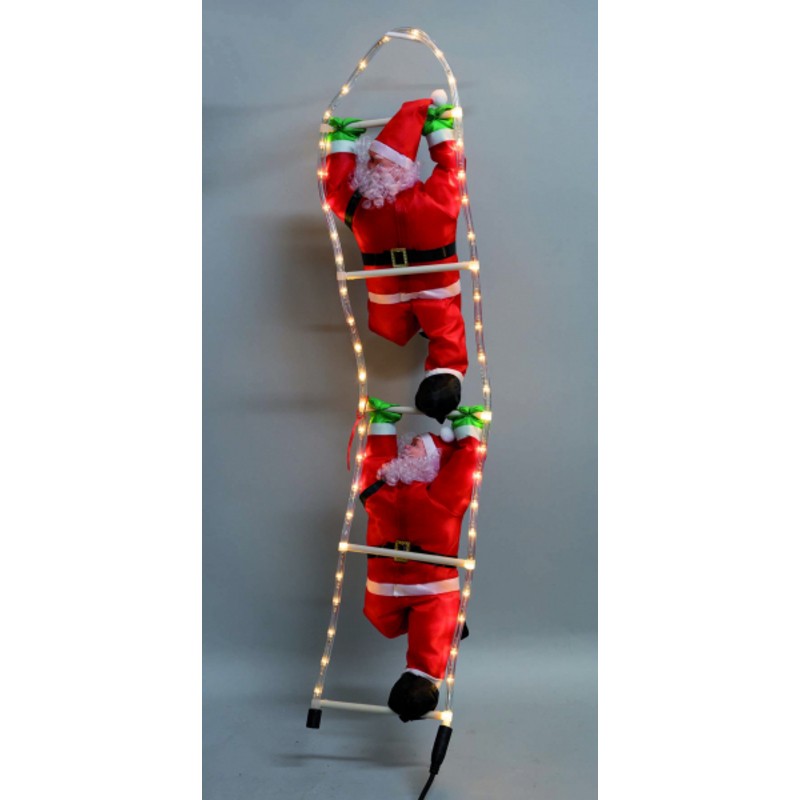 Babbo Natale con scala tubo luminoso cm 20 x 106 da esterno