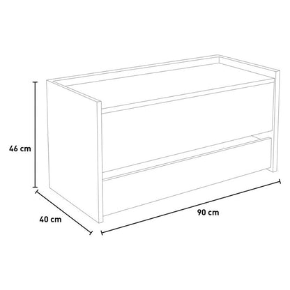 Baule Contenitore Con Chiusura Rallentata E Ampio Cassetto cemento e bianco