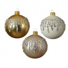 Pallina di Natale Vetro Matt Glitter 8 cm