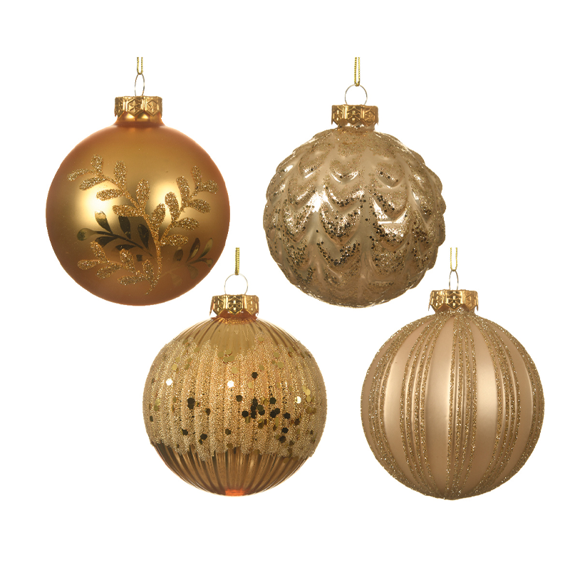 Pallina di Natale oro assortite con glitter Ø8cm