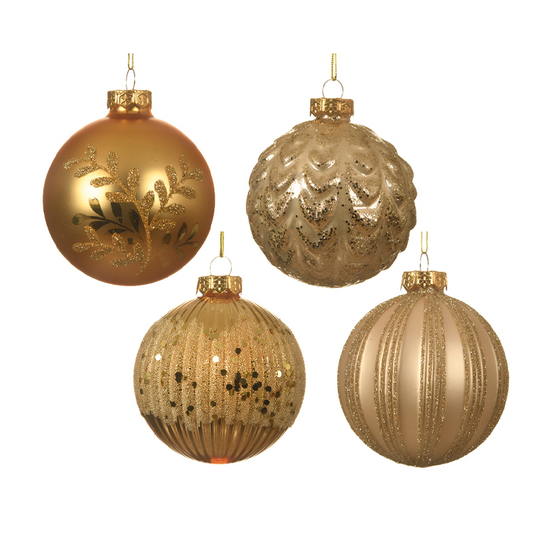 Pallina di Natale oro assortite con glitter Ø8cm