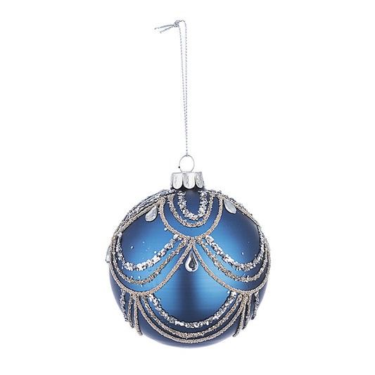 Sfera pallina lavish di natale per albero in vetro  cm 8