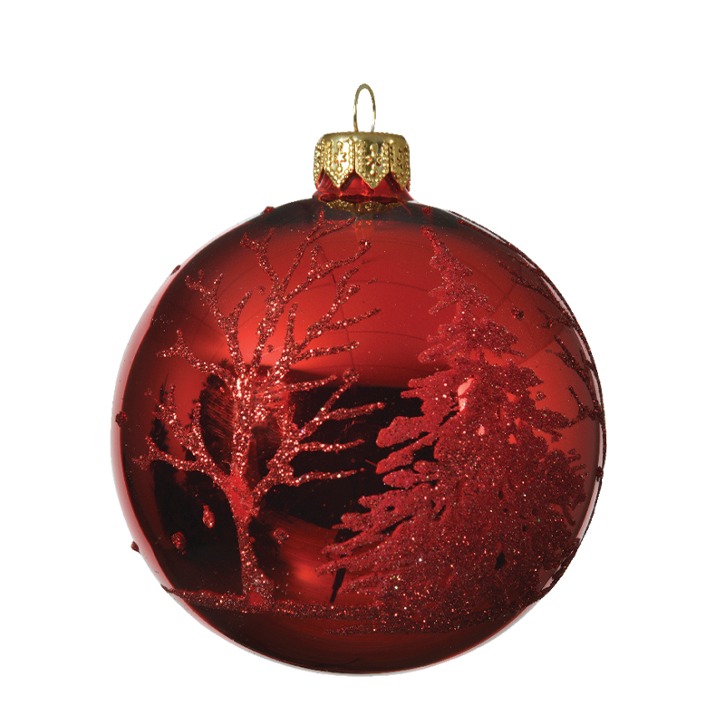 Pallina di Natale Rosso con Decorazione Rilievo Ø8 cm