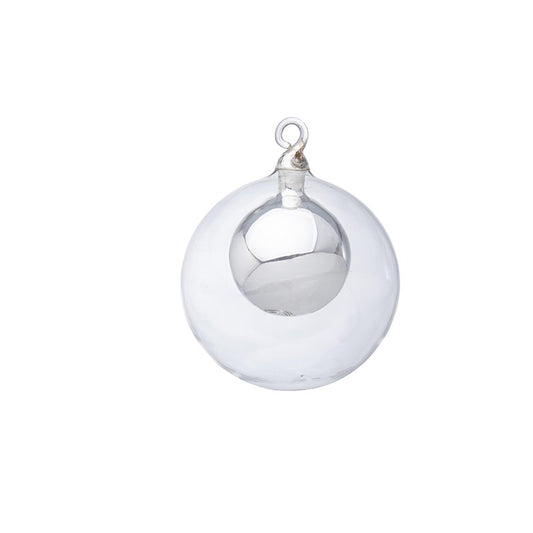 Sfera pallina di natale in vetro per albero dual cm 10