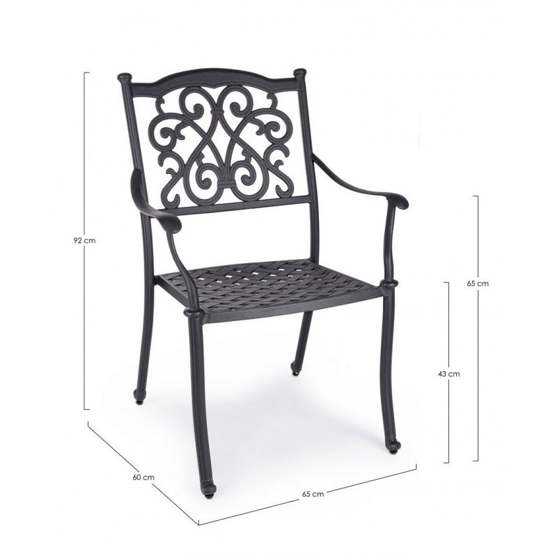 Sedia da Giardino in Ferro C-BR Ivrea Antracite - Impilabile - Misure: 65x60x92 cm