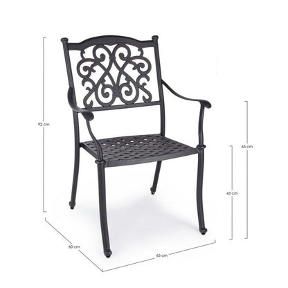 Sedia da Giardino in Ferro C-BR Ivrea Antracite - Impilabile - Misure: 65x60x92 cm