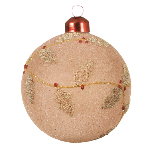 Pallina di Natale Rosa Opaque Ø8 cm con Glitter Oro