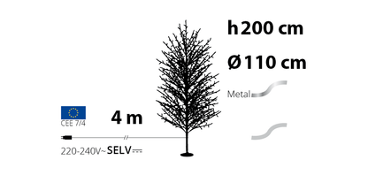 Albero rami champagne 110x200 cm con led